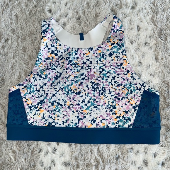 Brooks Teal & Multi-Color High-Neck Sports Bra - Picture 2 of 6